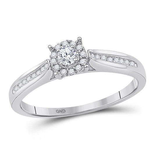 14k White Gold Round Diamond Solitaire Bridal Engagement Ring 1/6 Cttw