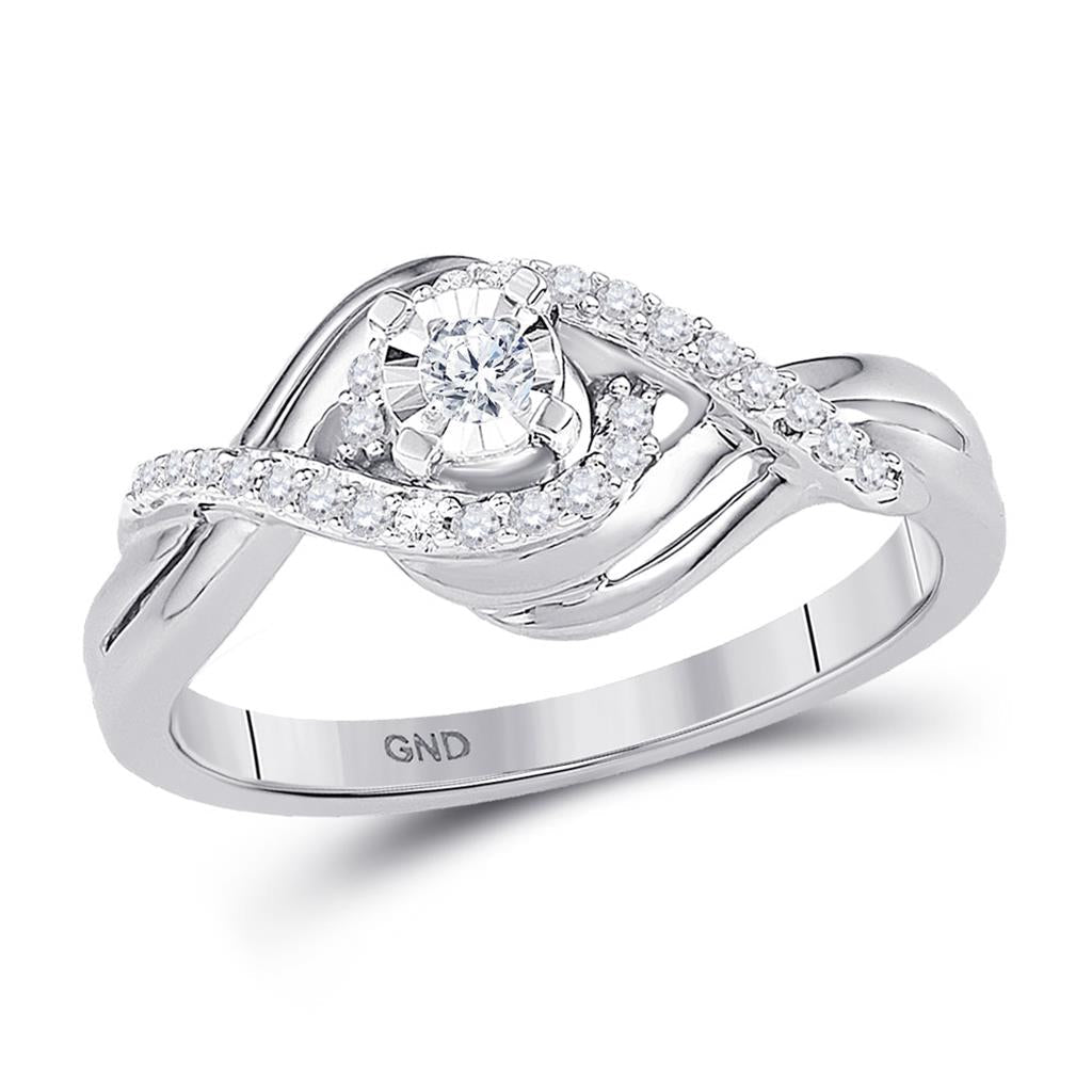 14k White Gold Round Diamond Solitaire Bridal Engagement Ring 1/5 Cttw