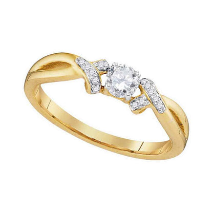 10k Yellow Gold Round Diamond Solitaire Twist Bridal Engagement Ring 1/3 Cttw