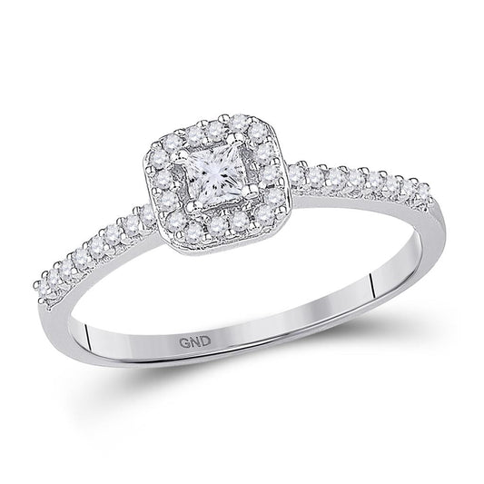 14k White Gold Princess Diamond Solitaire Bridal Engagement Ring 1/4 Cttw