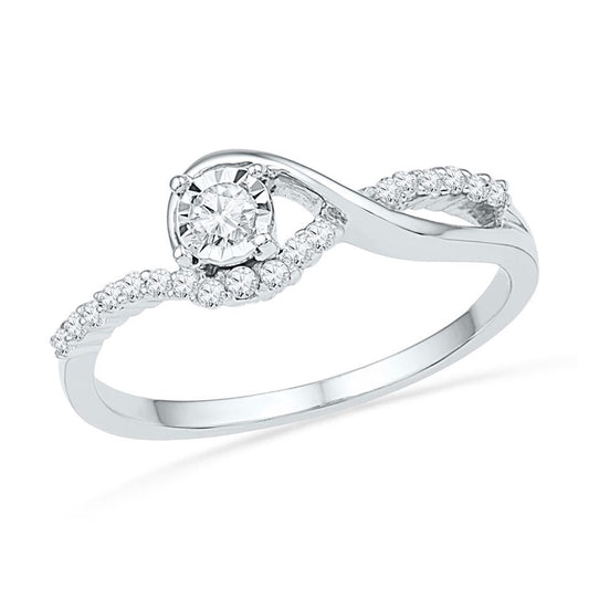 14k White Gold Round Diamond Solitaire Bridal Engagement Ring 1/6 Cttw