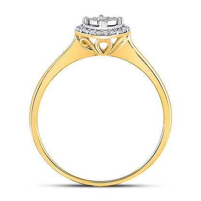 10k Yellow Gold Round Diamond Solitaire Halo Bridal Engagement Ring 1/12 Cttw