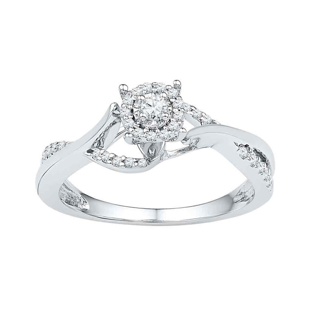 14k White Gold Round Diamond Solitaire Bridal Engagement Ring 1/5 Cttw
