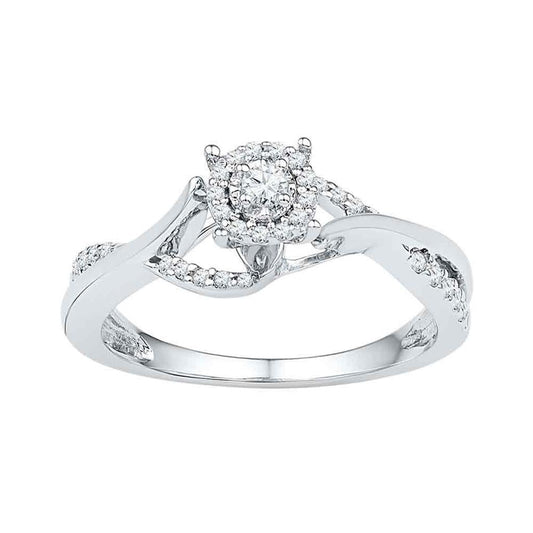 14k White Gold Round Diamond Solitaire Bridal Engagement Ring 1/5 Cttw