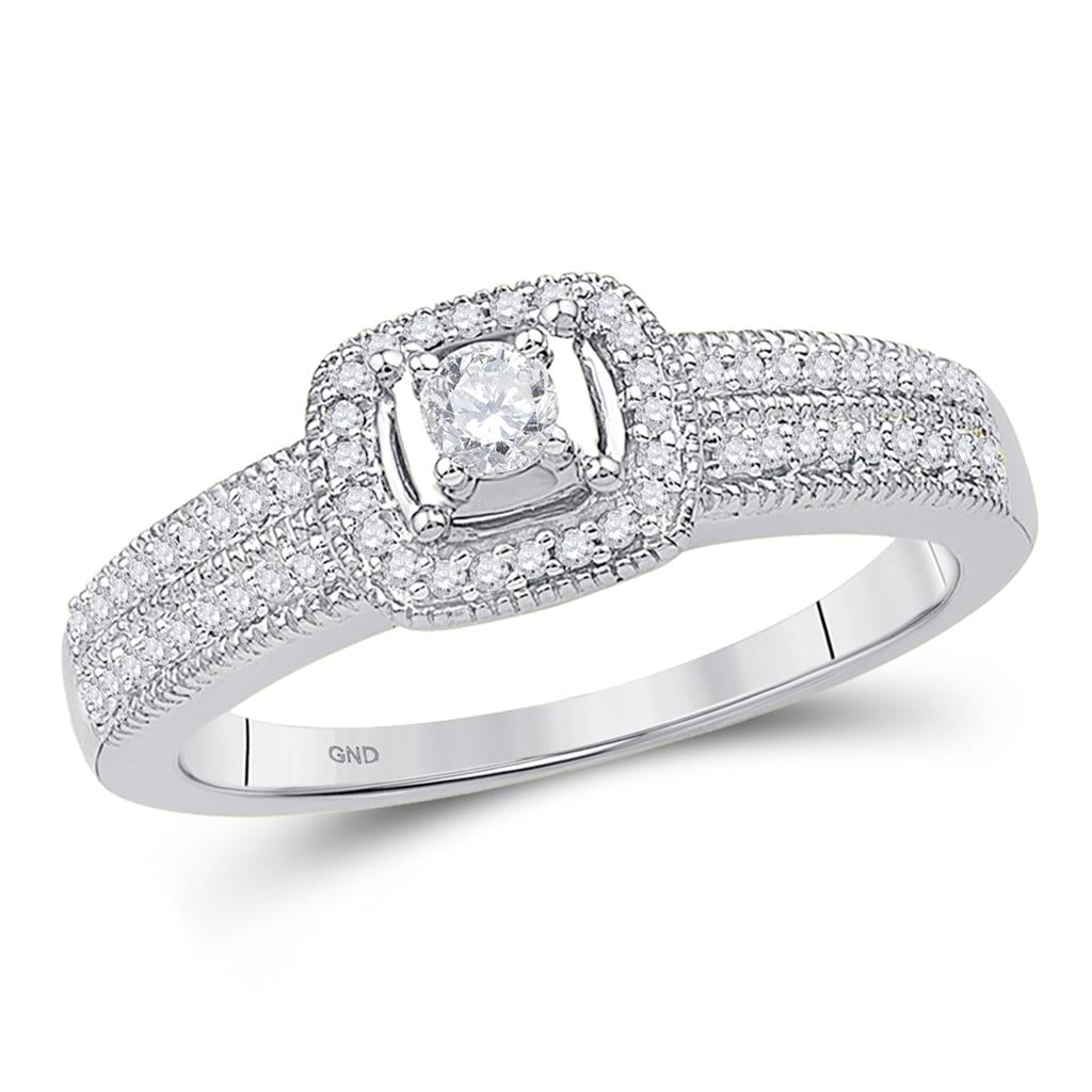 14k White Gold Round Diamond Solitaire Bridal Engagement Ring 1/4 Cttw