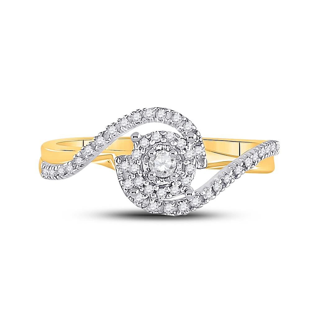 10k Yellow Gold Round Diamond Solitaire Swirl Bridal Engagement Ring 1/5 Cttw