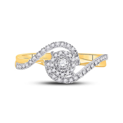 10k Yellow Gold Round Diamond Solitaire Swirl Bridal Engagement Ring 1/5 Cttw