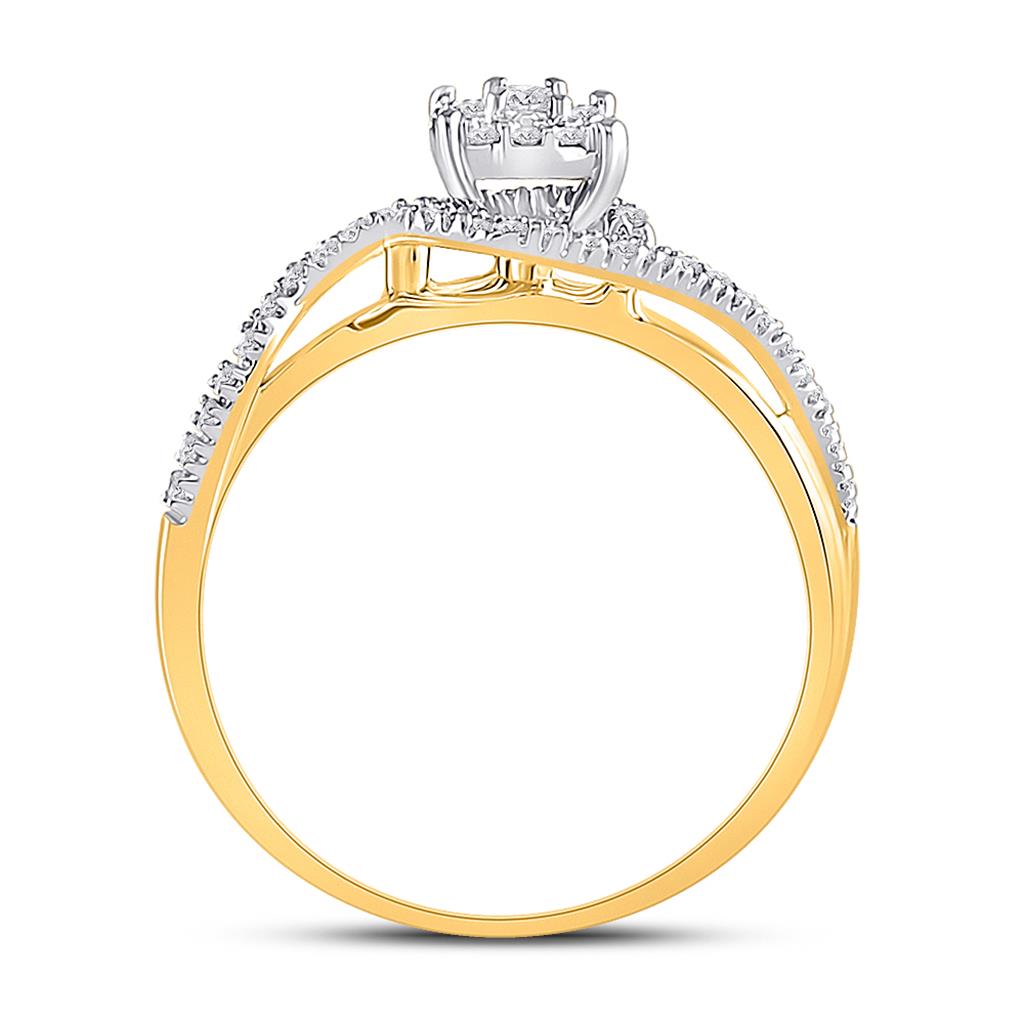 10k Yellow Gold Round Diamond Solitaire Swirl Bridal Engagement Ring 1/5 Cttw