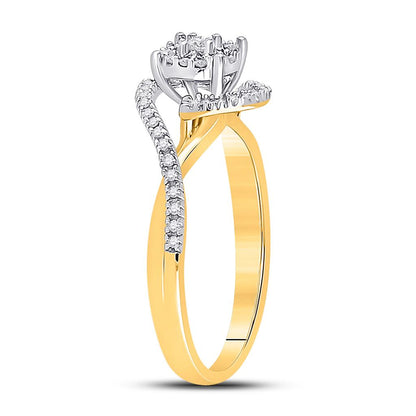 10k Yellow Gold Round Diamond Solitaire Swirl Bridal Engagement Ring 1/5 Cttw