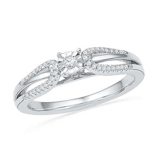 14k White Gold Round Diamond Solitaire Open-shank Engagement Ring 1/6 Cttw