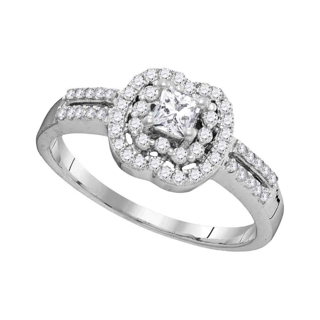 14k White Gold Princess Diamond Solitaire Bridal Engagement Ring 1/2 Cttw