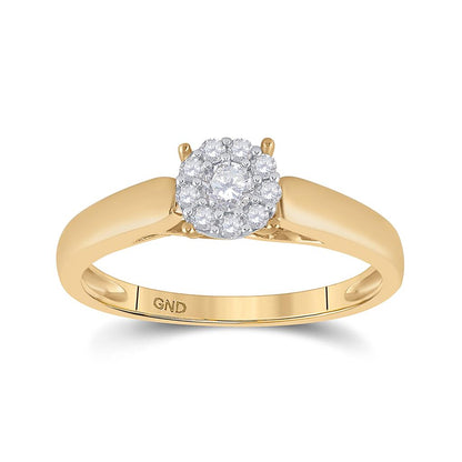10k Yellow Gold Round Diamond Solitaire Bridal Engagement Ring 1/5 Cttw (Certified)