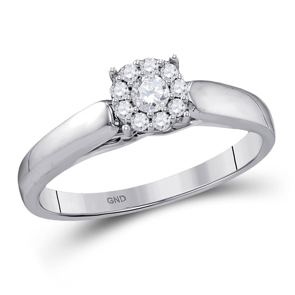 14k White Gold Round Diamond Solitaire Bridal Engagement Ring 1/5 Cttw