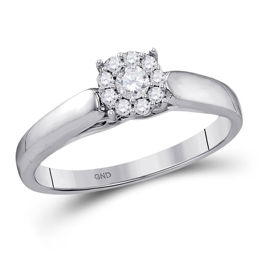 14k White Gold Round Diamond Solitaire Bridal Engagement Ring 1/5 Cttw