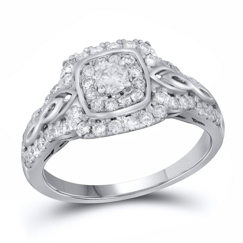 14k White Gold Round Diamond Solitaire Bridal Engagement Ring 3/4 Cttw