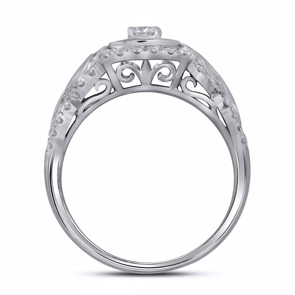 14k White Gold Round Diamond Solitaire Bridal Engagement Ring 3/4 Cttw