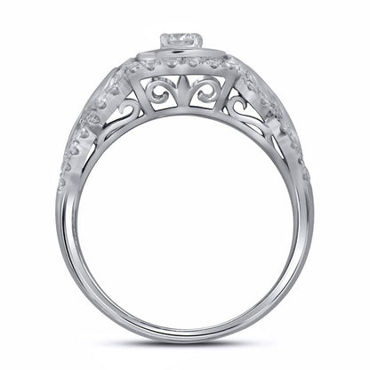 14k White Gold Round Diamond Solitaire Bridal Engagement Ring 3/4 Cttw
