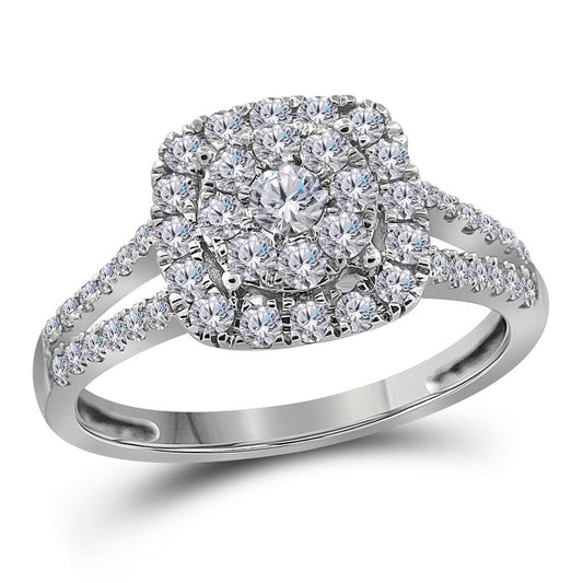 14k White Gold Round Diamond Solitaire Bridal Engagement Ring 3/4 Cttw