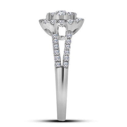 14k White Gold Round Diamond Solitaire Bridal Engagement Ring 3/4 Cttw