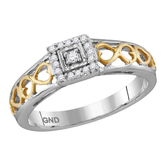 10k Two-tone Gold Round Diamond Solitaire Bridal Engagement Ring 1/10 Cttw