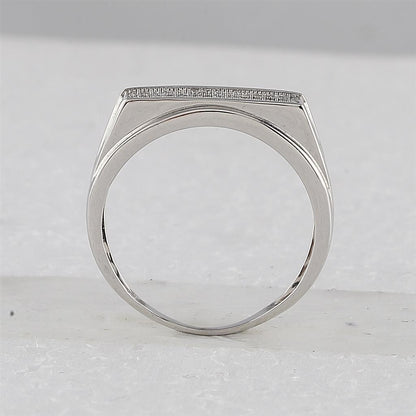 Sterling Silver Round Diamond Square Bridal Wedding Ring Set 1/4 Cttw