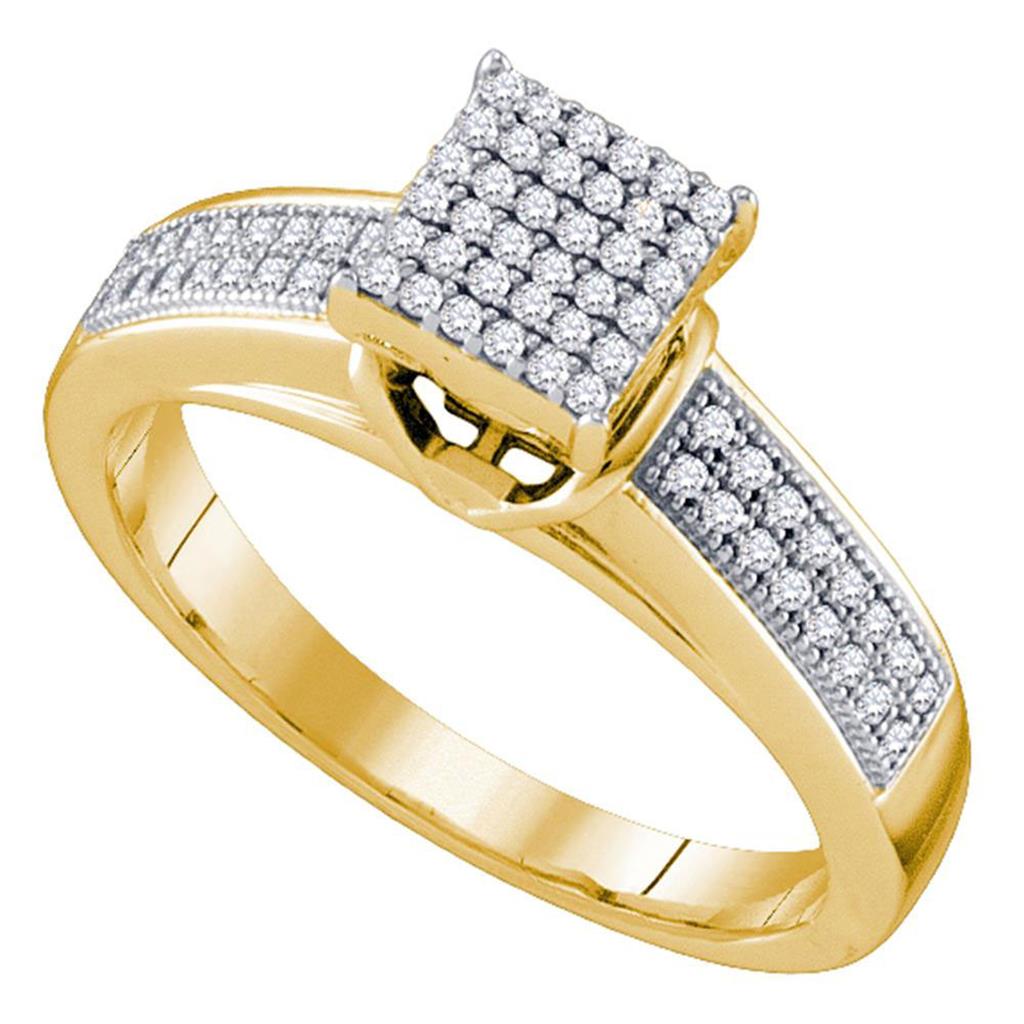 Sterling Silver Round Diamond Cluster Bridal Engagement Ring 1/4 Cttw