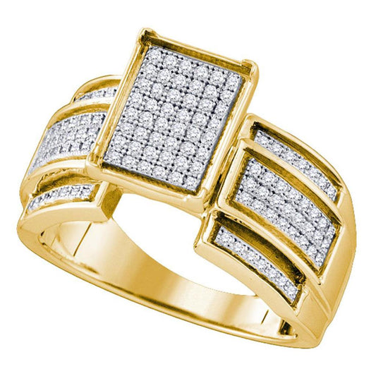 Yellow-Tone Sterling Silver Round Diamond Bridal Engagement Ring 3/8 Cttw