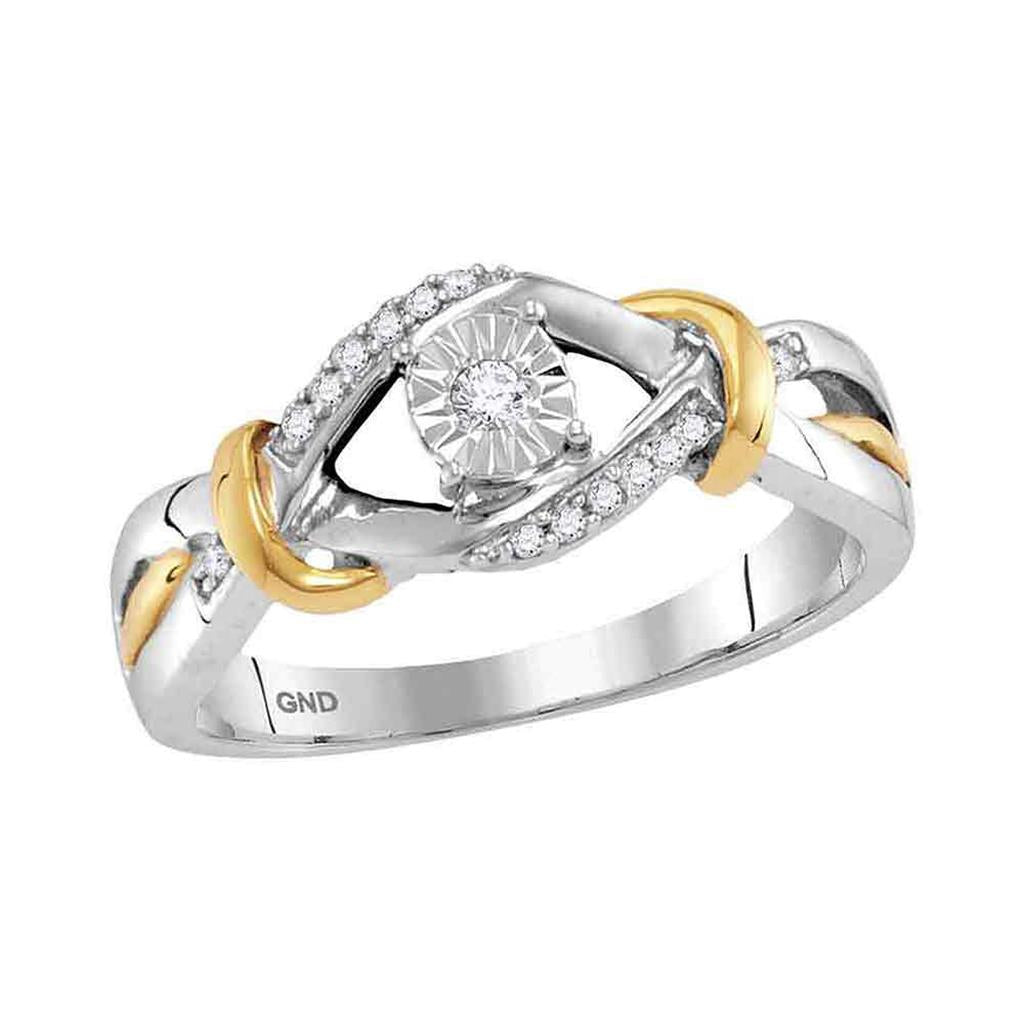 Sterling Silver Round Diamond Solitaire Bridal Engagement Ring 1/10 Cttw