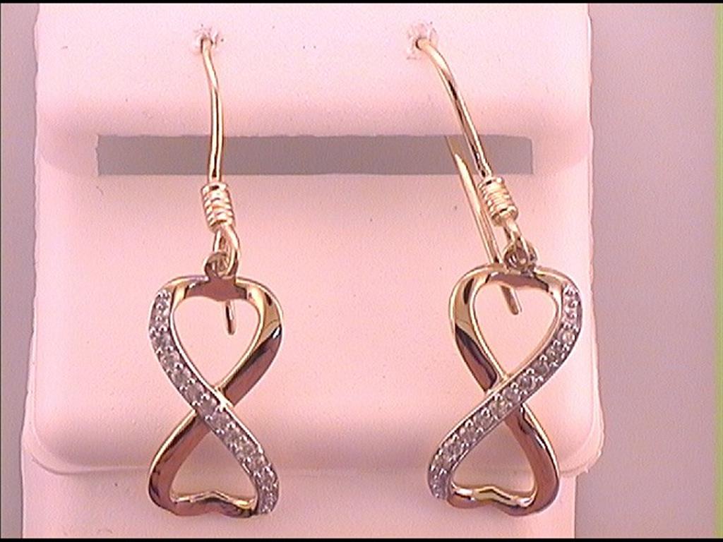 10k Yellow Gold Round Diamond Infinity Dangle Earrings 1/5 Cttw