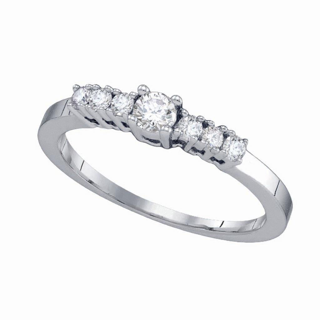 14k White Gold Round Diamond Solitaire Bridal Engagement Ring 1/3 Cttw