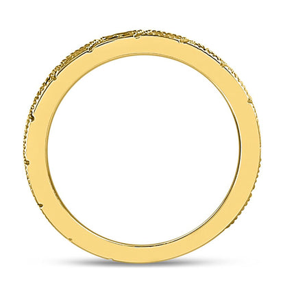 10k Yellow Gold Round Blue Sapphire Diamond Milgrain Stackable Band Ring 1/4 Cttw