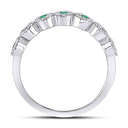 14kt White Gold Round Emerald Circle Stackable Band Ring 1/2 Cttw