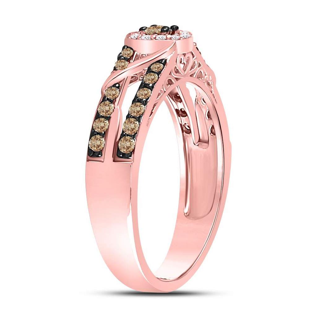 10k Rose Gold Round Brown Diamond Solitaire Bridal Engagement Ring 3/8 Cttw