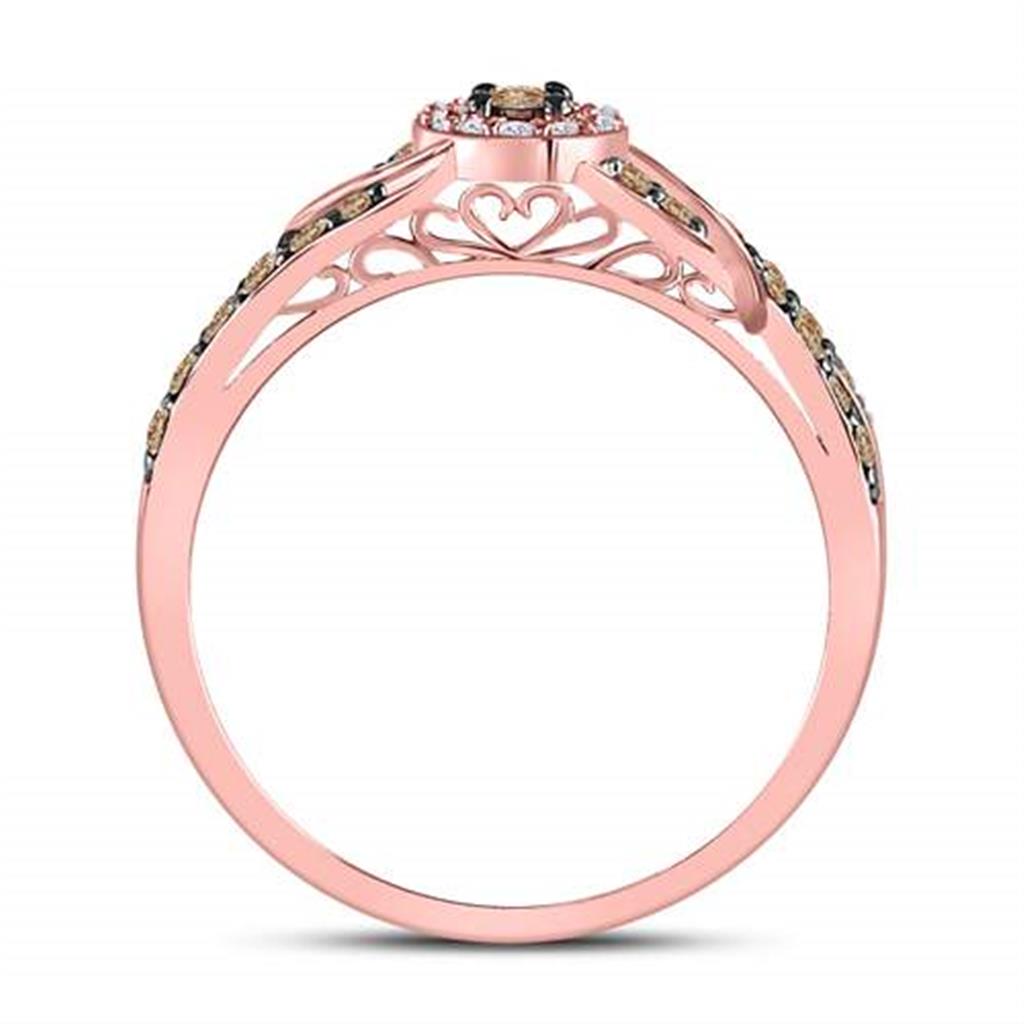 10k Rose Gold Round Brown Diamond Solitaire Bridal Engagement Ring 3/8 Cttw