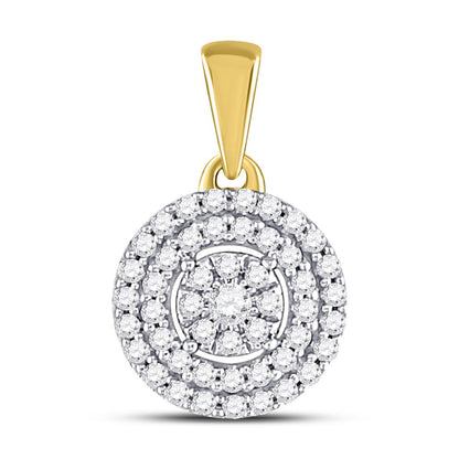 10k Yellow Gold Round Diamond Fashion Cluster Pendant 1/8 Cttw