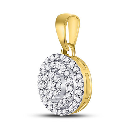 10k Yellow Gold Round Diamond Fashion Cluster Pendant 1/8 Cttw