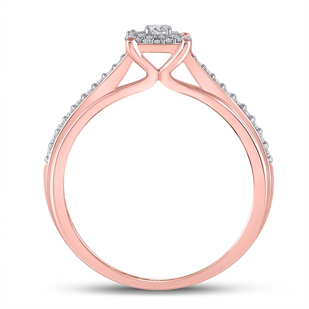 14k Rose Gold Round Diamond Halo Bridal Engagement Ring 1/4 Cttw