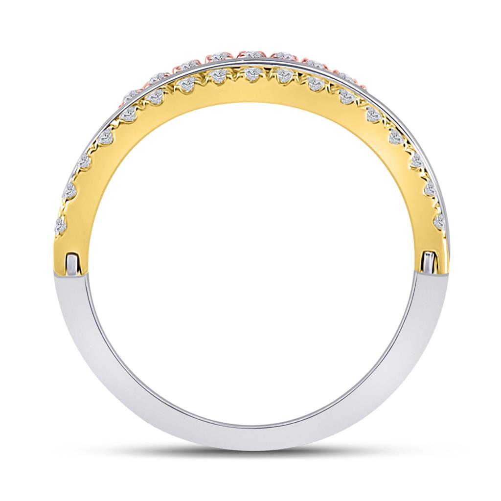 10k Tri-Tone Gold Round Blue Sapphire Convertible Band Ring 1-1/4 Cttw