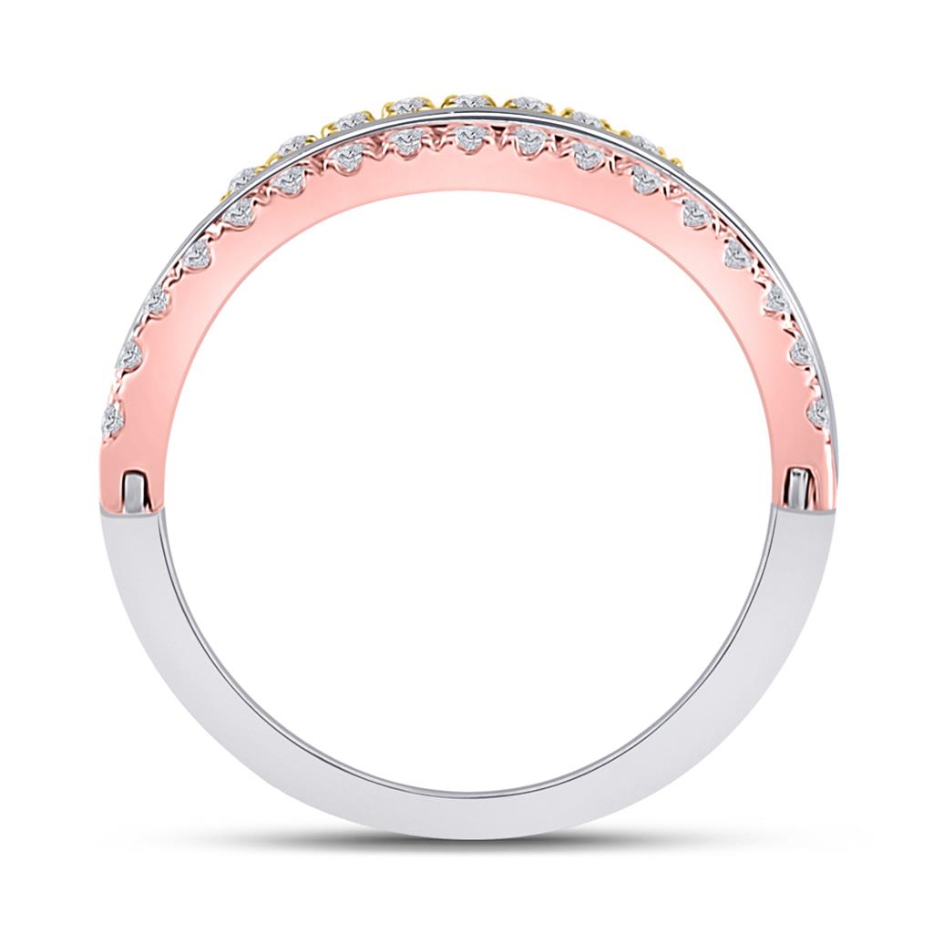 10k Tri-Tone Gold Round Blue Sapphire Convertible Band Ring 1-1/4 Cttw