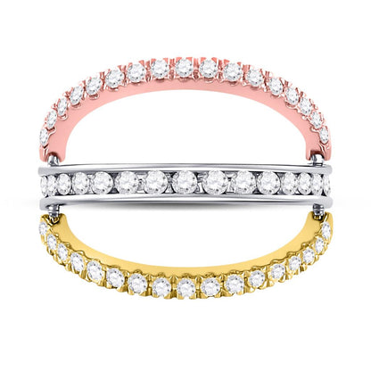 10k Tri-Tone Gold Round Blue Sapphire Convertible Band Ring 1-1/4 Cttw