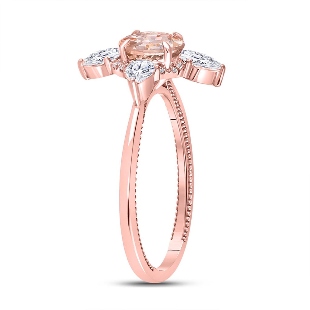 14k Rose Gold Round Morganite Halo Bridal Engagement Ring 1-3/4 Cttw