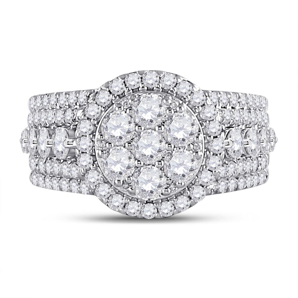 14k Rose Gold Round Diamond Cluster Bridal Engagement Ring 2 Cttw