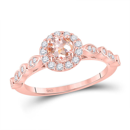 10k Rose Gold Round Morganite Solitaire Bridal Engagement Ring 7/8 Cttw