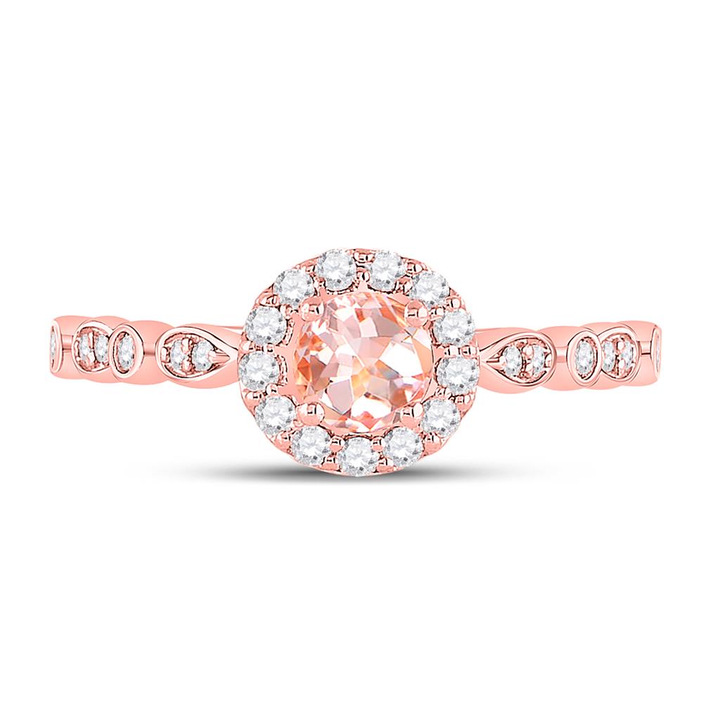 10k Rose Gold Round Morganite Solitaire Bridal Engagement Ring 7/8 Cttw