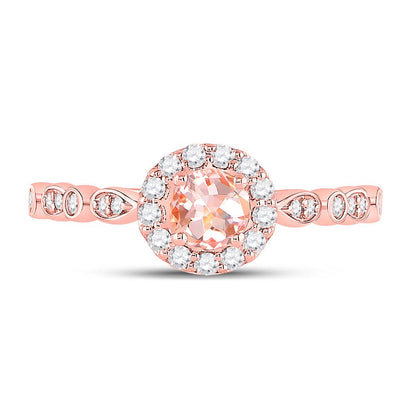 10k Rose Gold Round Morganite Solitaire Bridal Engagement Ring 7/8 Cttw