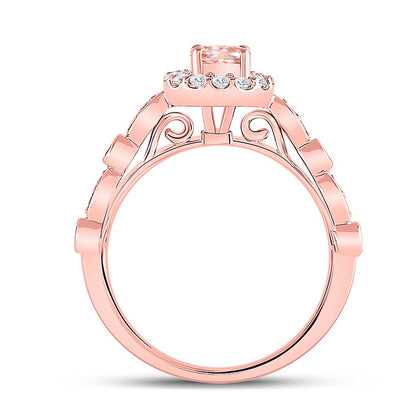 10k Rose Gold Round Morganite Solitaire Bridal Engagement Ring 7/8 Cttw