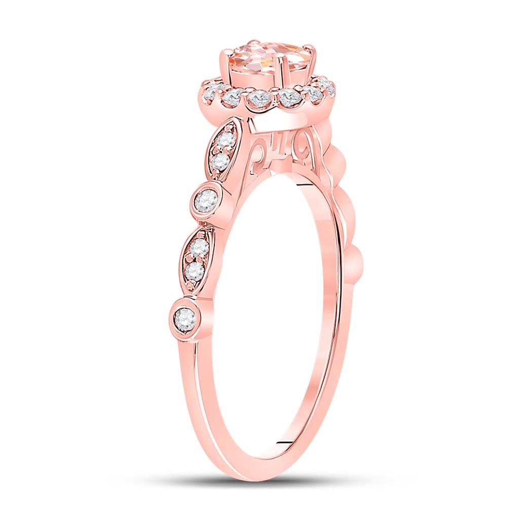 10k Rose Gold Round Morganite Solitaire Bridal Engagement Ring 7/8 Cttw