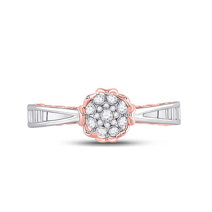 10k Two-tone Gold Round Diamond Cluster Bridal Engagement Ring 1/5 Cttw