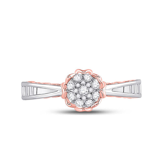 10k Two-tone Gold Round Diamond Cluster Bridal Engagement Ring 1/5 Cttw