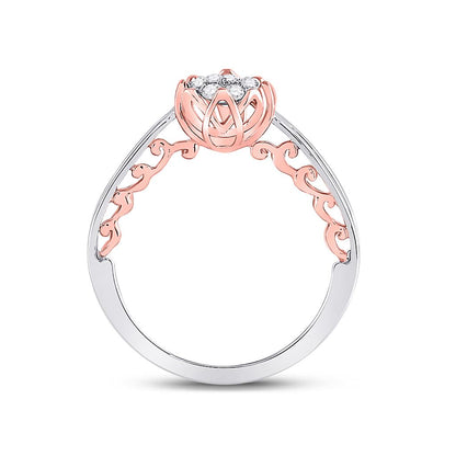 10k Two-tone Gold Round Diamond Cluster Bridal Engagement Ring 1/5 Cttw